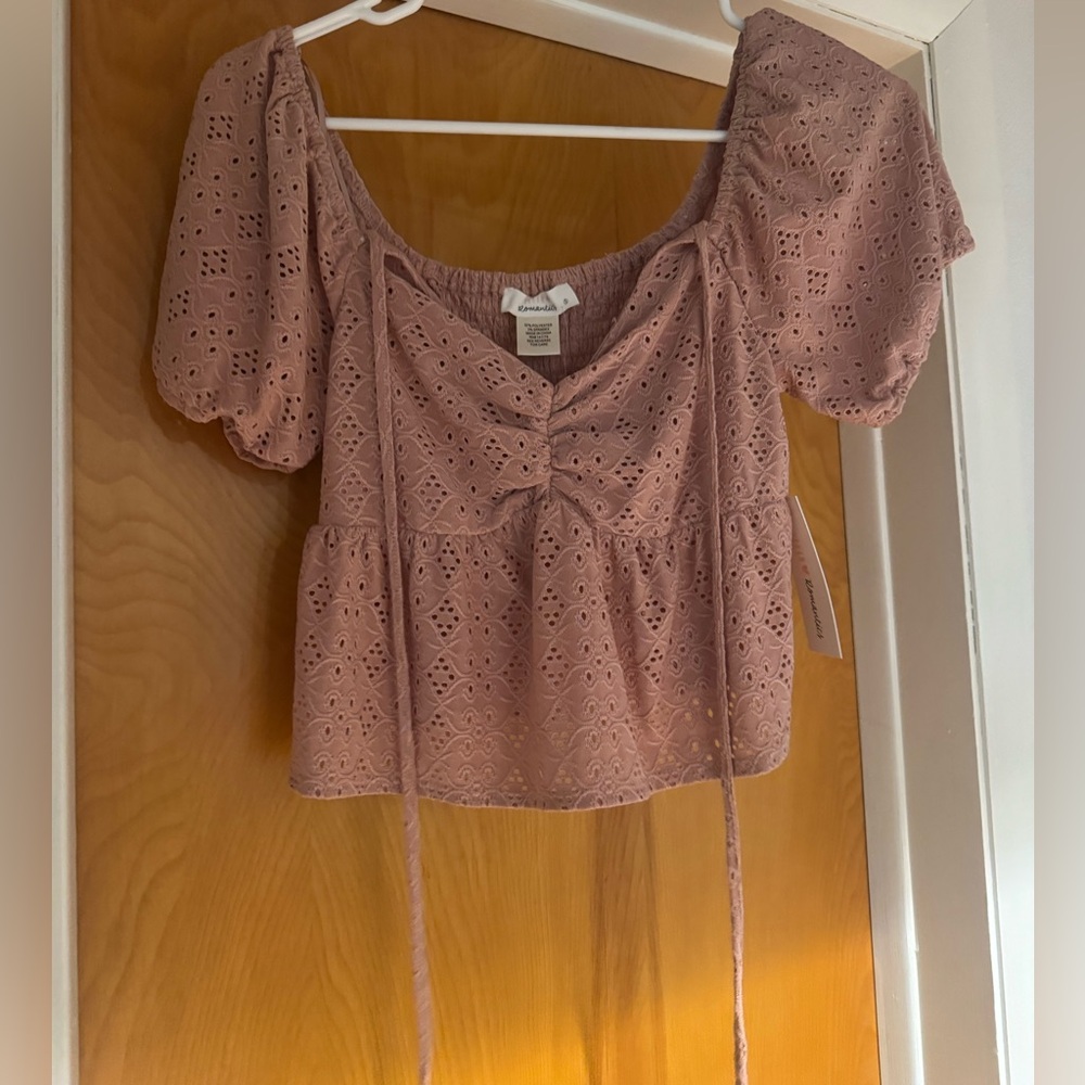 Pink Eyelet Top
